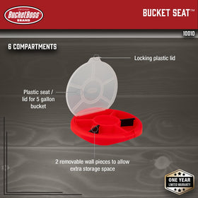 Bucket Boss bucket-seat pro on lid demonstrates division for small hardware