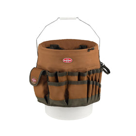 Bucket Boss Bucketeer brown front view for quick access to hand tools.