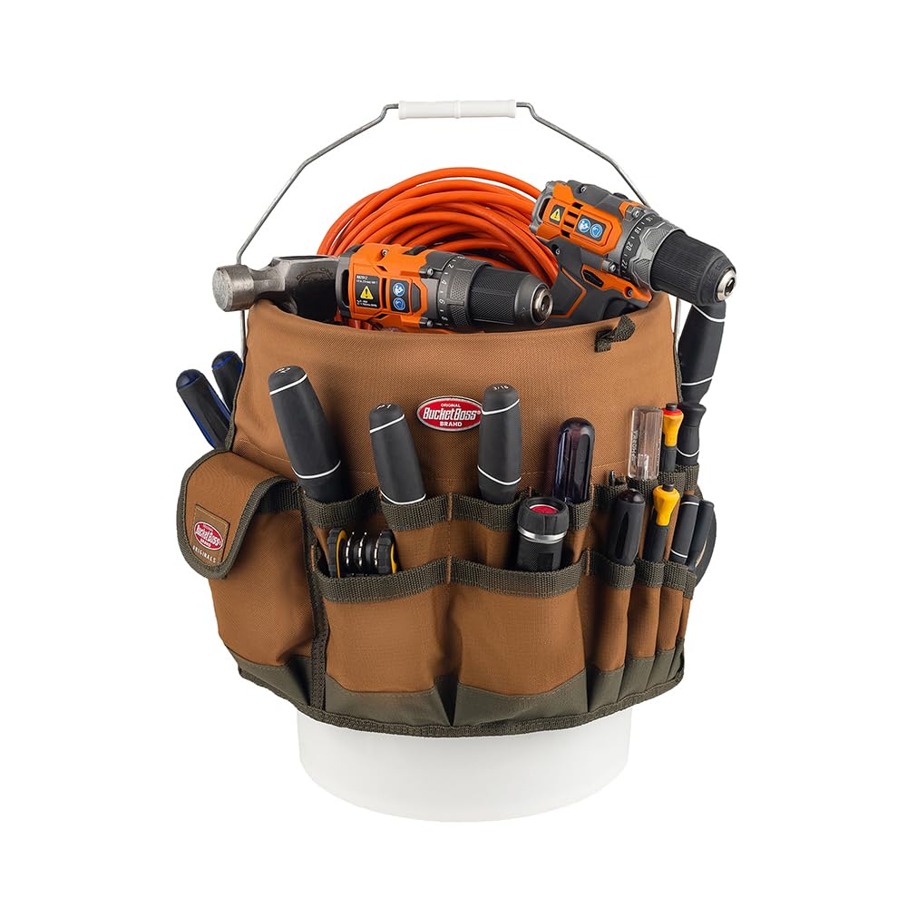 Three interior loops keep hammers and drills organized.