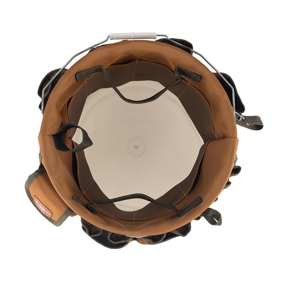 In-use view shows tools neatly organized inside a bucket.