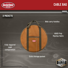 Bucket Boss 69000 stores tow straps neatly, reducing tangles on the job