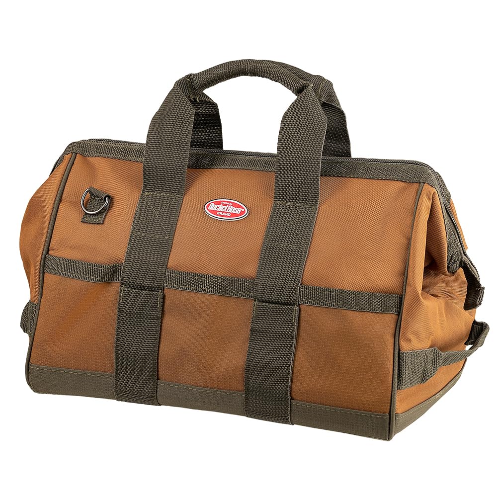 Bucket Boss Gatemouth 16 Tool Bag reinforced handles handle tough daily use.