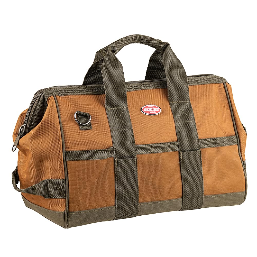 Bucket Boss Gatemouth 16 Tool Bag padded bottom protects contents.