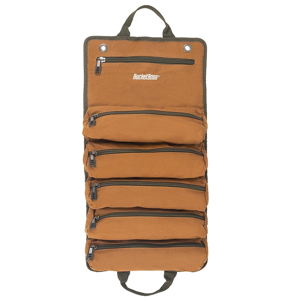 Bucket Boss Super Roll 74004 rolled securely for portable tool organization.