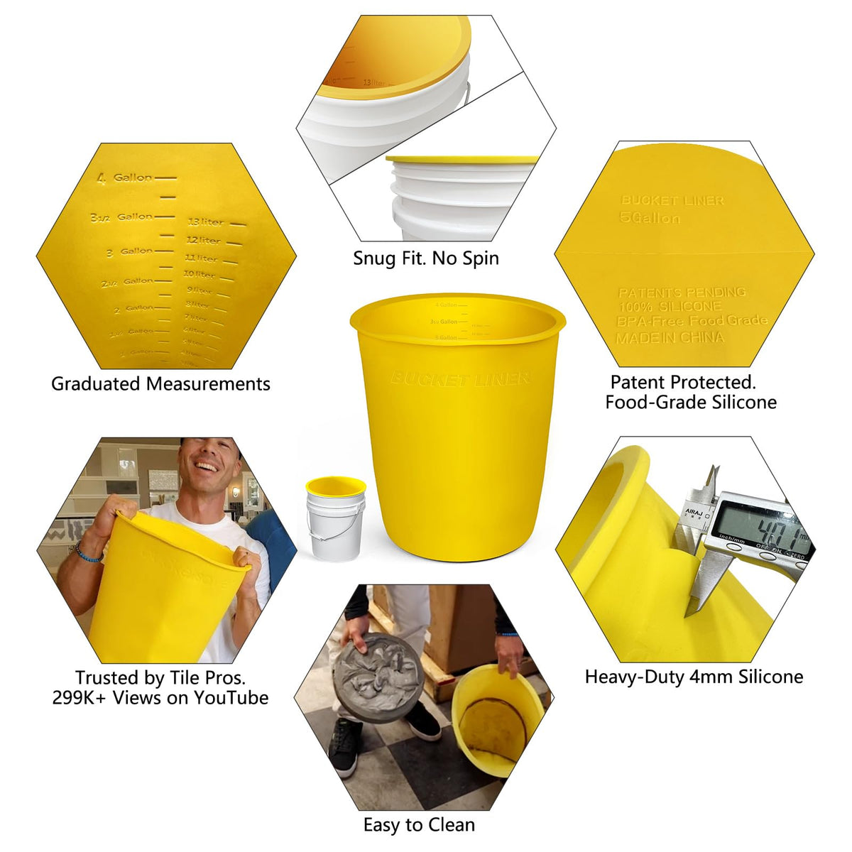 BUCKET LINER with embedded measurement markings for precise pours