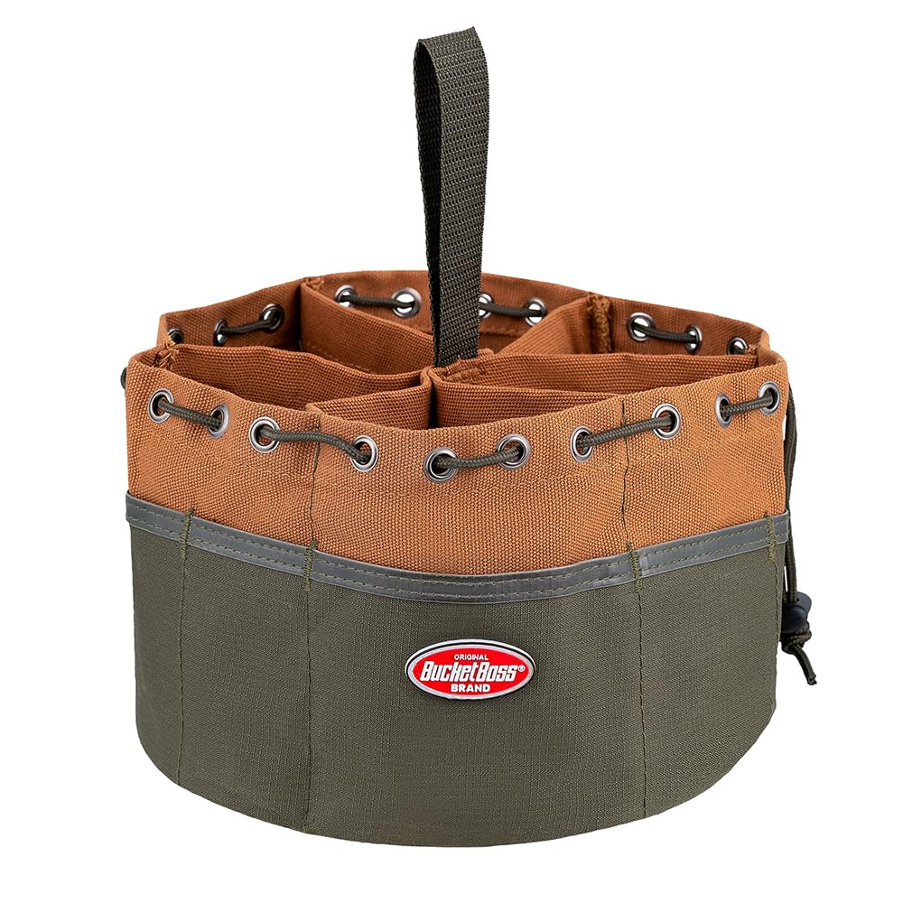 Bucket Boss 25001 canvas organizer outside view for durable organization on job sites.