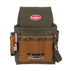 Bucket Boss FlapFit pouch front view showing rugged brown durable build