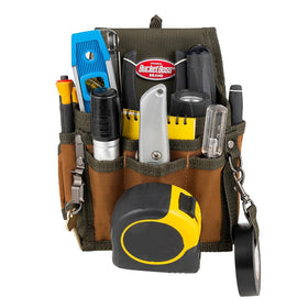 Bucket Boss FlapFit pouch open with tape measure clip visible