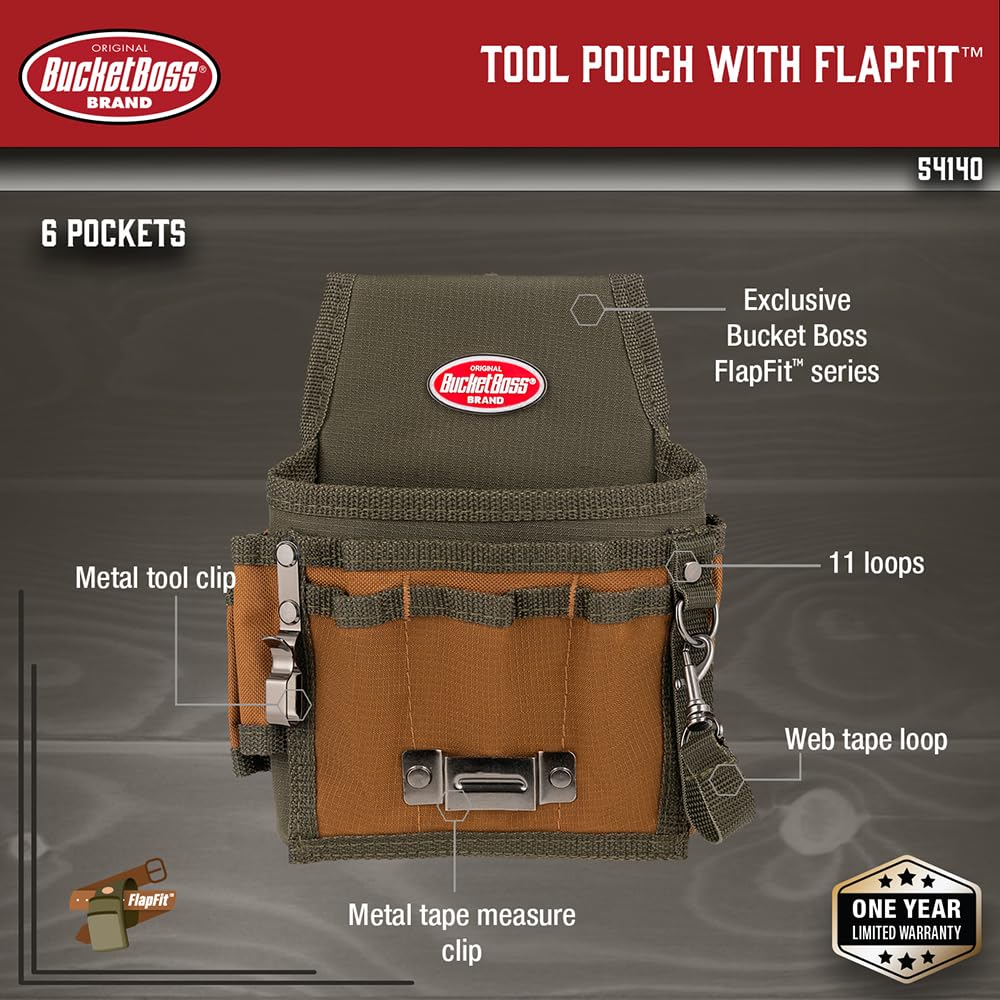 Bucket Boss FlapFit pouch side clip for quick access on site