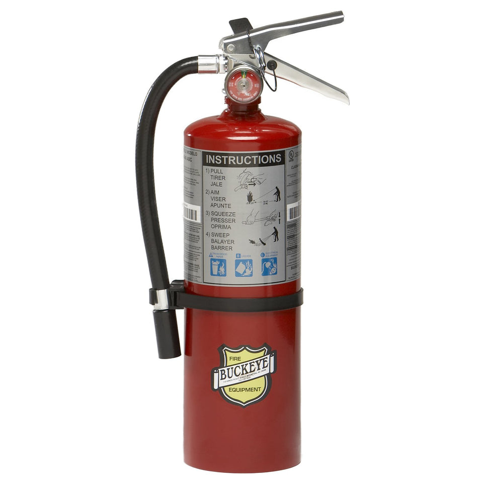 Buckeye 10914 ABC dry chemical extinguisher with wall hook for quick access.