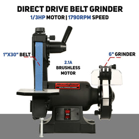 Bucktool 1790 RPM motor close-up highlighting controlled sanding