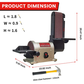 Bucktool BD4603 sander tilted 0-90 degrees for horizontal and vertical sanding.