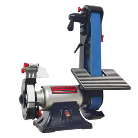 Bucktool combo 2x42 belt sander visual for versatile metal and wood finishing.
