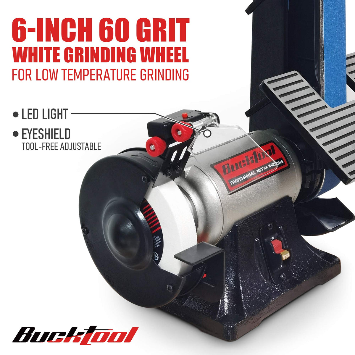 Bucktool quick tension and tracking enable fast belt changes.