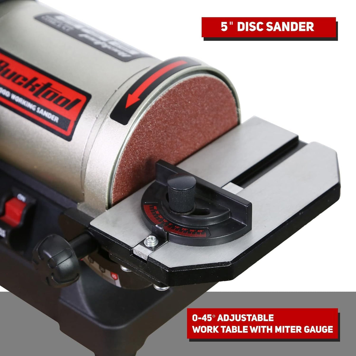 Bucktool quick-release belt change saves setup time
