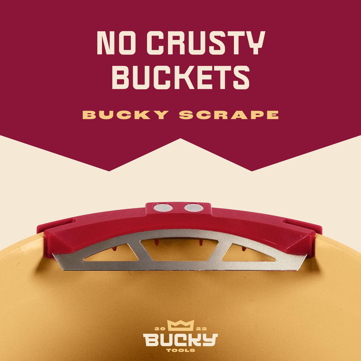 Bucky Tools stainless steel edge smooths mix and reduces waste