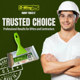 Durable drywall tool: Buddy Tools D-Wing Corner Trowel in action