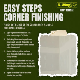 No rivets and easy cleaning on Buddy Tools D-Wing Corner Trowel