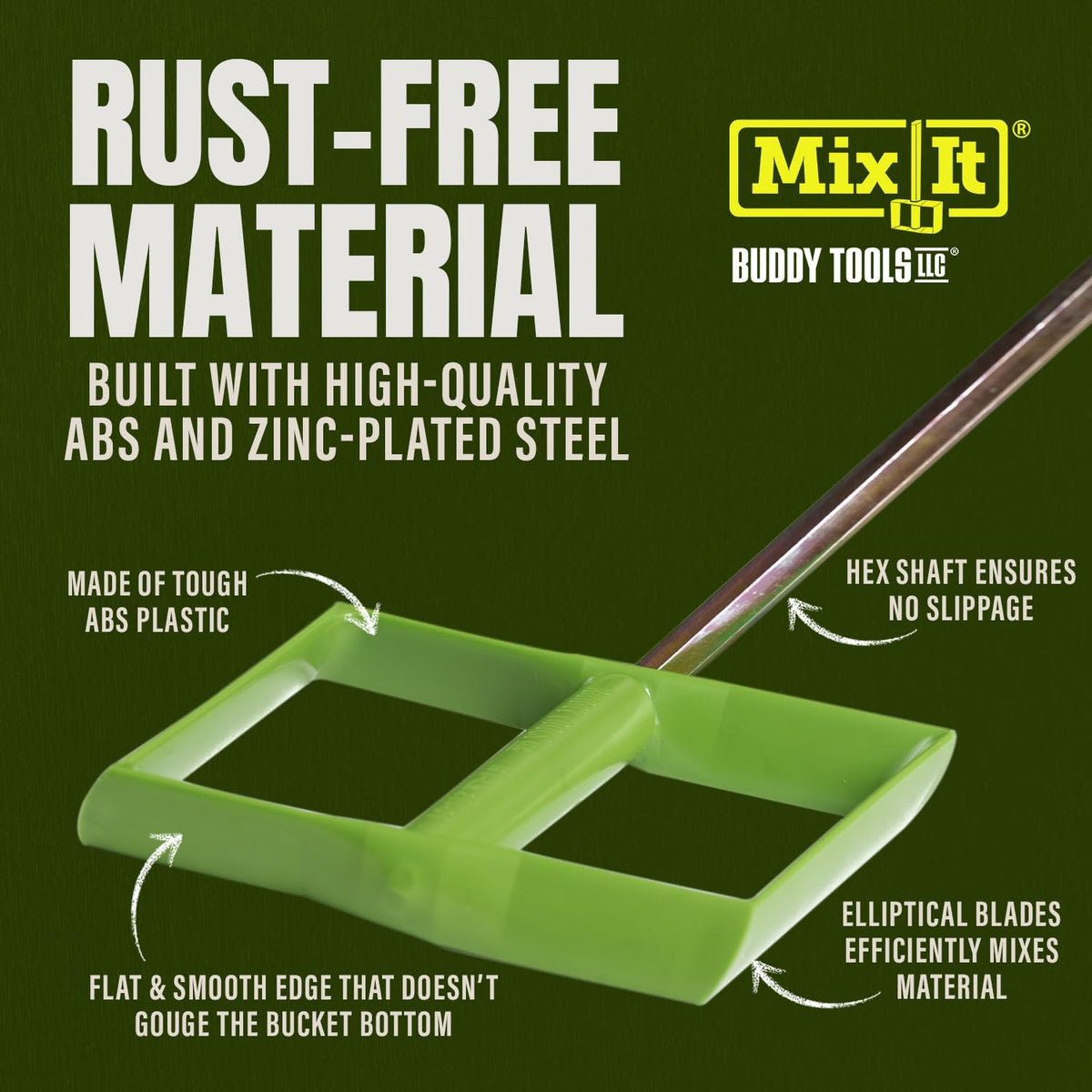 Buddy Tools Mix It in use with paint or mud for efficient mixing