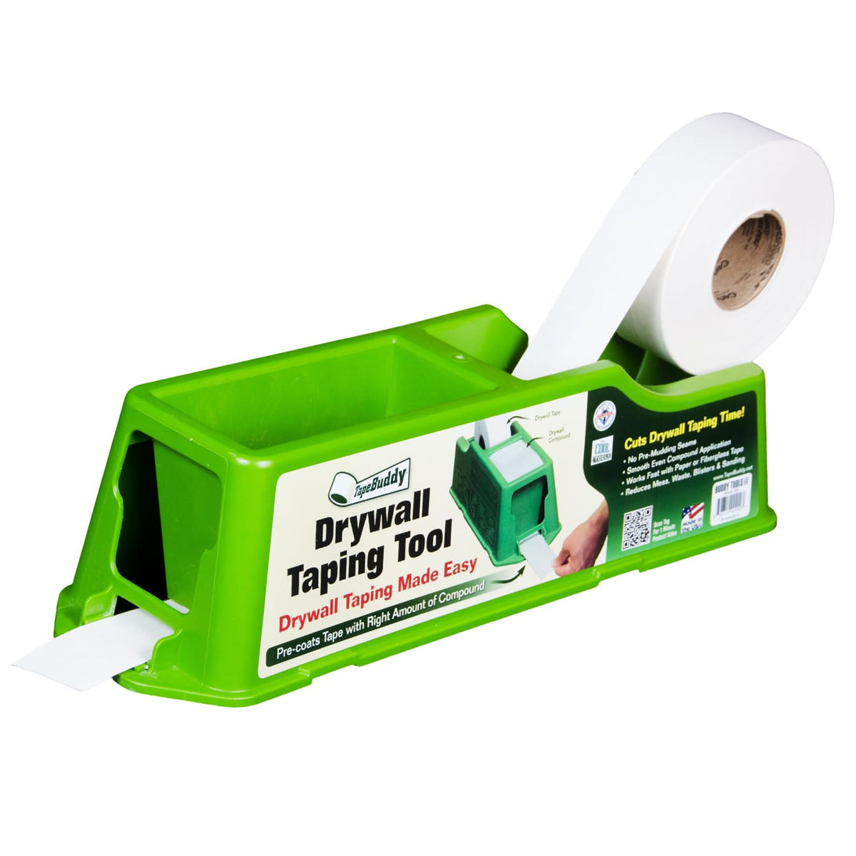 TapeBuddy in action during drywall taping for faster results.