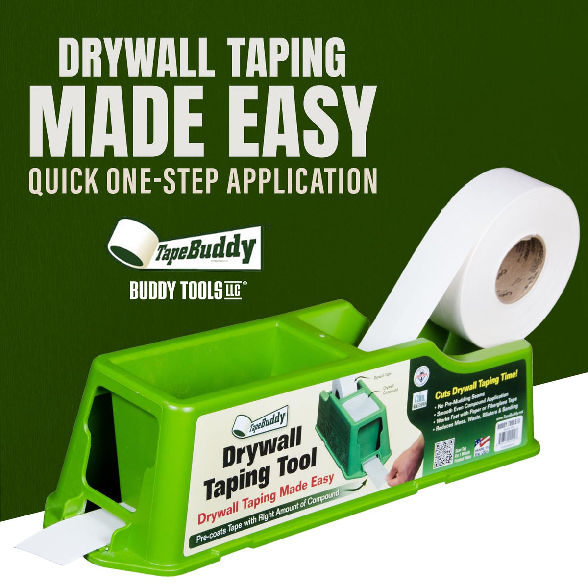 TapeBuddy mud insert settings in-use demonstrating precise application.