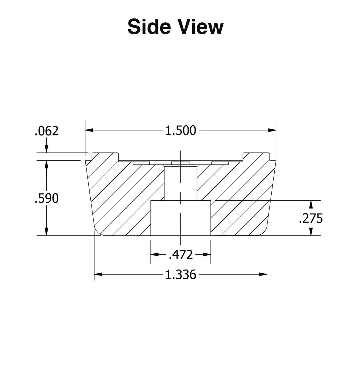 Budwig 8-square rubber feet insert detail highlighting removable insert