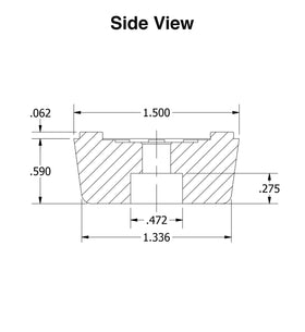 Budwig 8-square rubber feet insert detail highlighting removable insert