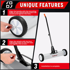 Buelkmag 7-inch wheels glide smoothly over concrete and grass.