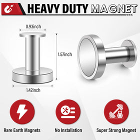 Six-pack Buelkmag magnetic hooks in silver ready for organized spaces.