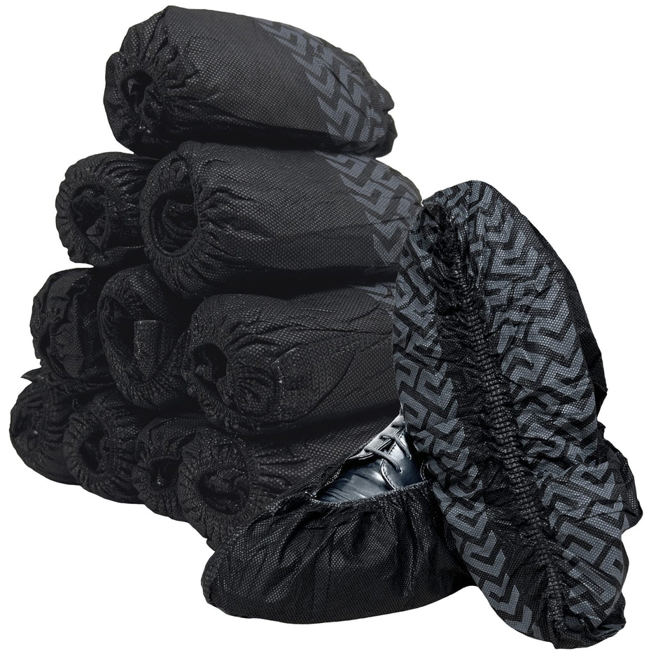 Buena Goods 100-pack extra-large boot covers protect floors from dirt and debris.