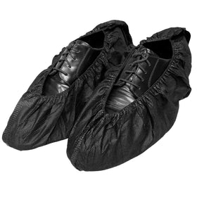 Buena Goods disposable boot covers with non-slip treads improve indoor safety.