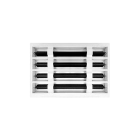 Buildmart 12x8 white vent cover side view complements walls with sleek lines.