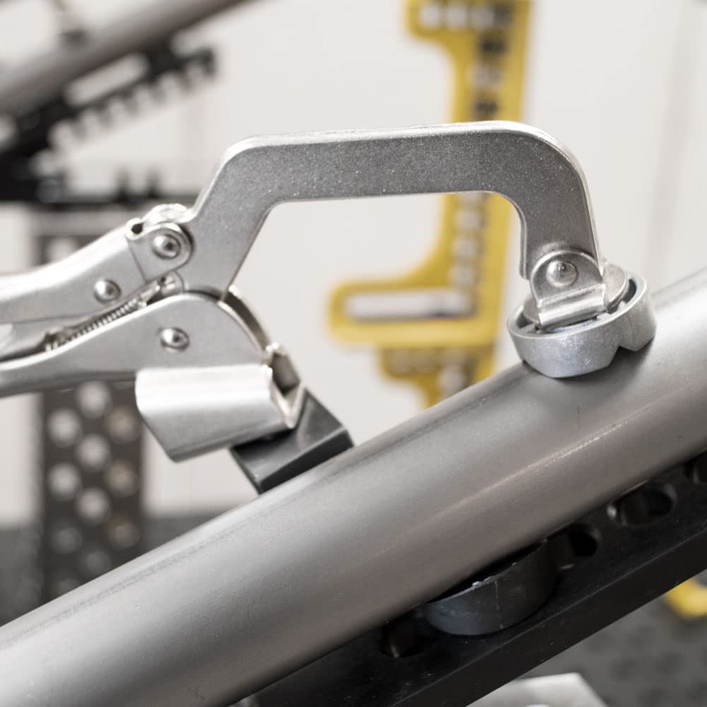 3-inch throat depth fits taller workpieces during elevated clamping.