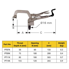Rear crank handle allows pressure adjustment without unlocking during clamping.