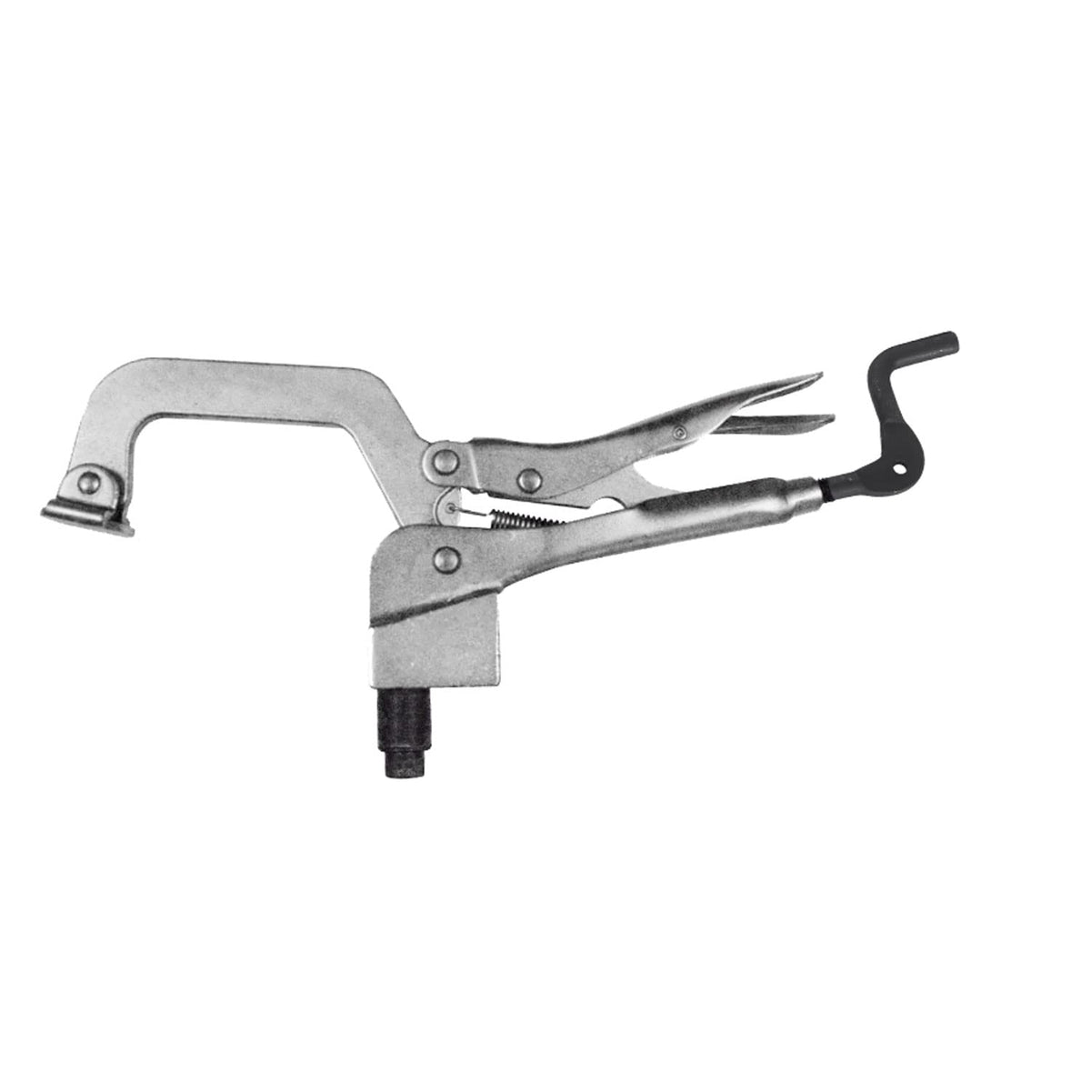 BuildPro Inserta Pliers on a table-mount setup enabling quick, secure hold-down.