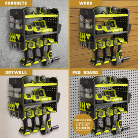 Compact footprint saves wall space while keeping cords and accessories organized.