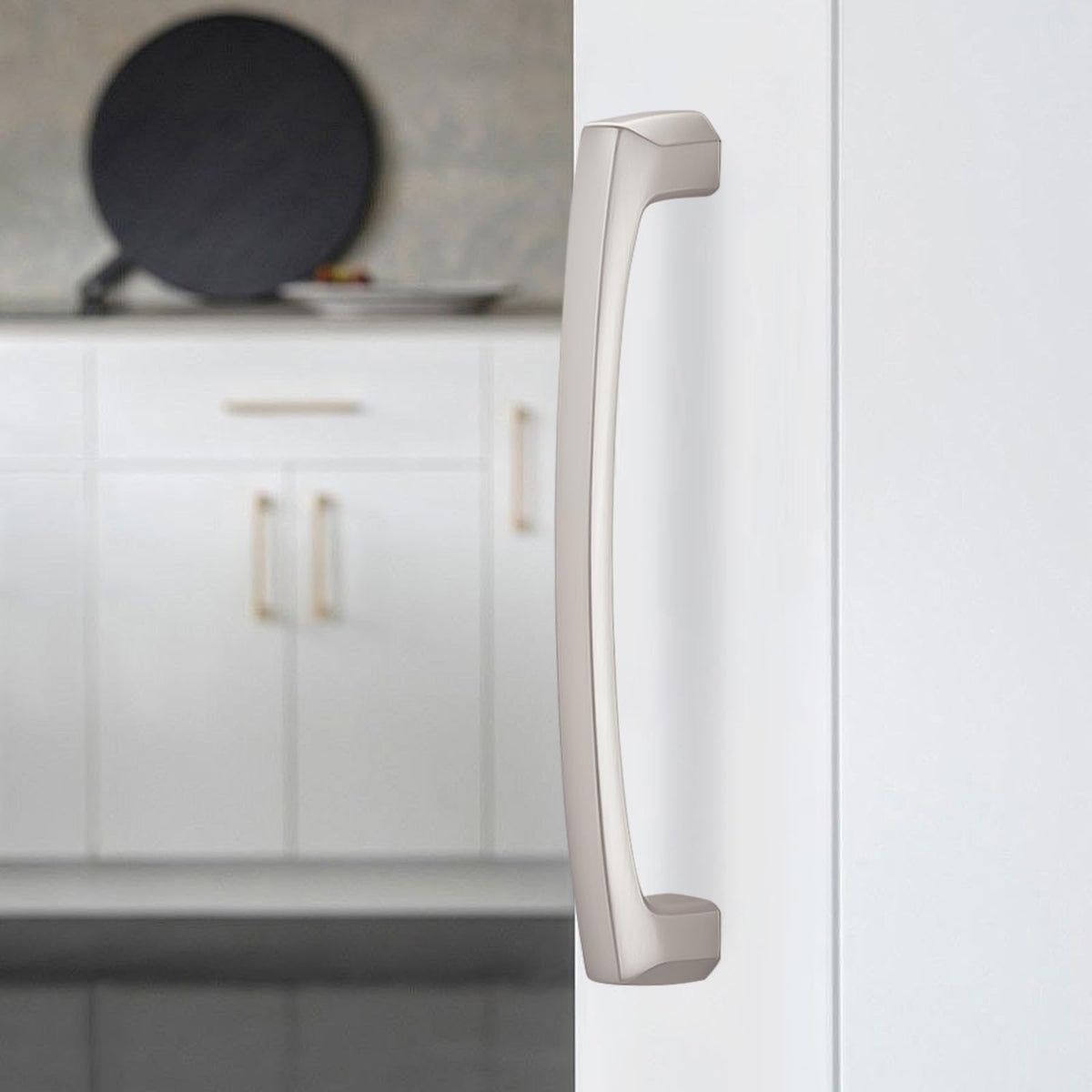 BUKOBYHE 5-inch cabinet handle installation demonstrates simple screw-in design.