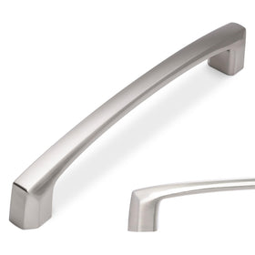 BUKOBYHE 5-inch cabinet pull close-up in brushed satin nickel for easy grip and style.