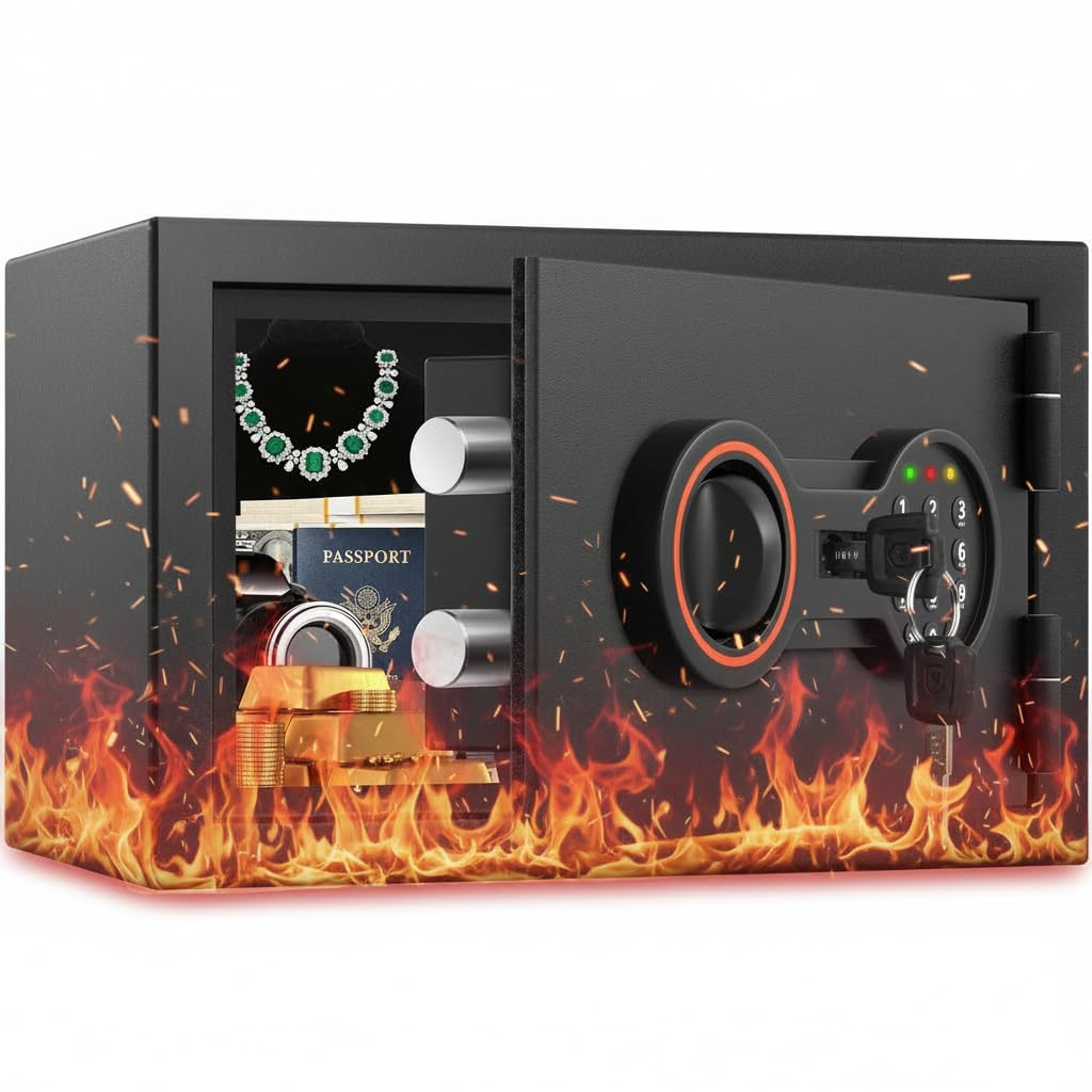 Bukumo small fireproof safe with compact size for discreet home storage.
