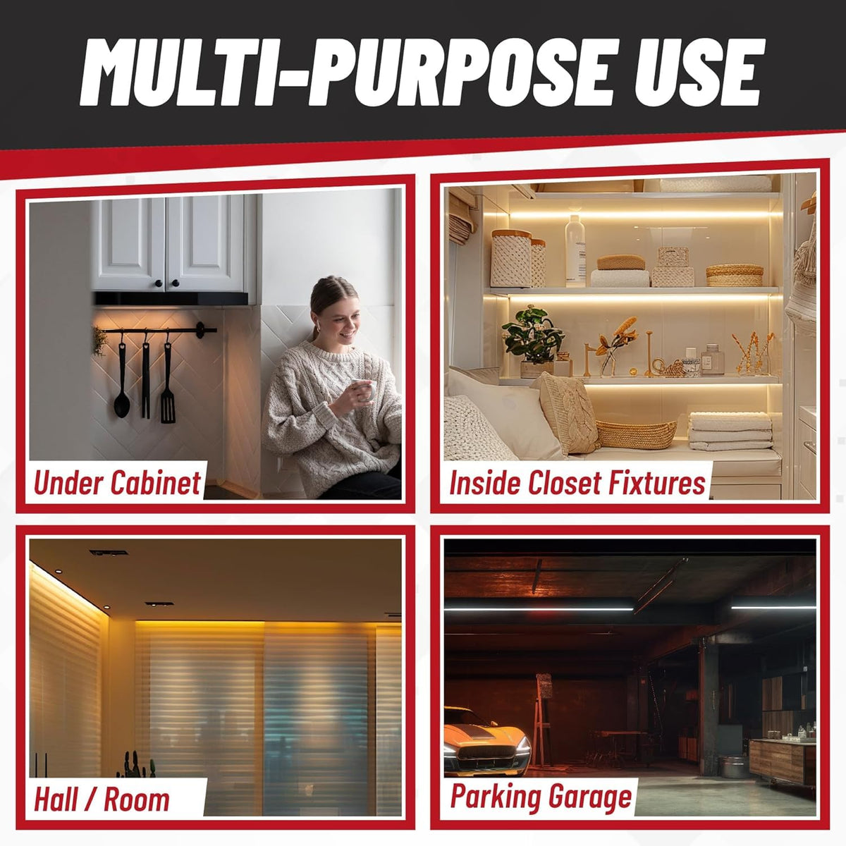 BULBMASTER F15T8 under-cabinet kitchen setup demonstrating targeted task lighting.