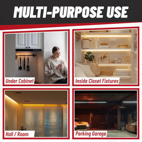 BULBMASTER F15T8 under-cabinet kitchen setup demonstrating targeted task lighting.