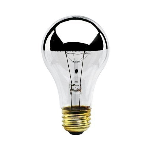 Bulbrite 60A19HM half chrome bulb with reflective finish for open fixtures and enhanced ambiance.