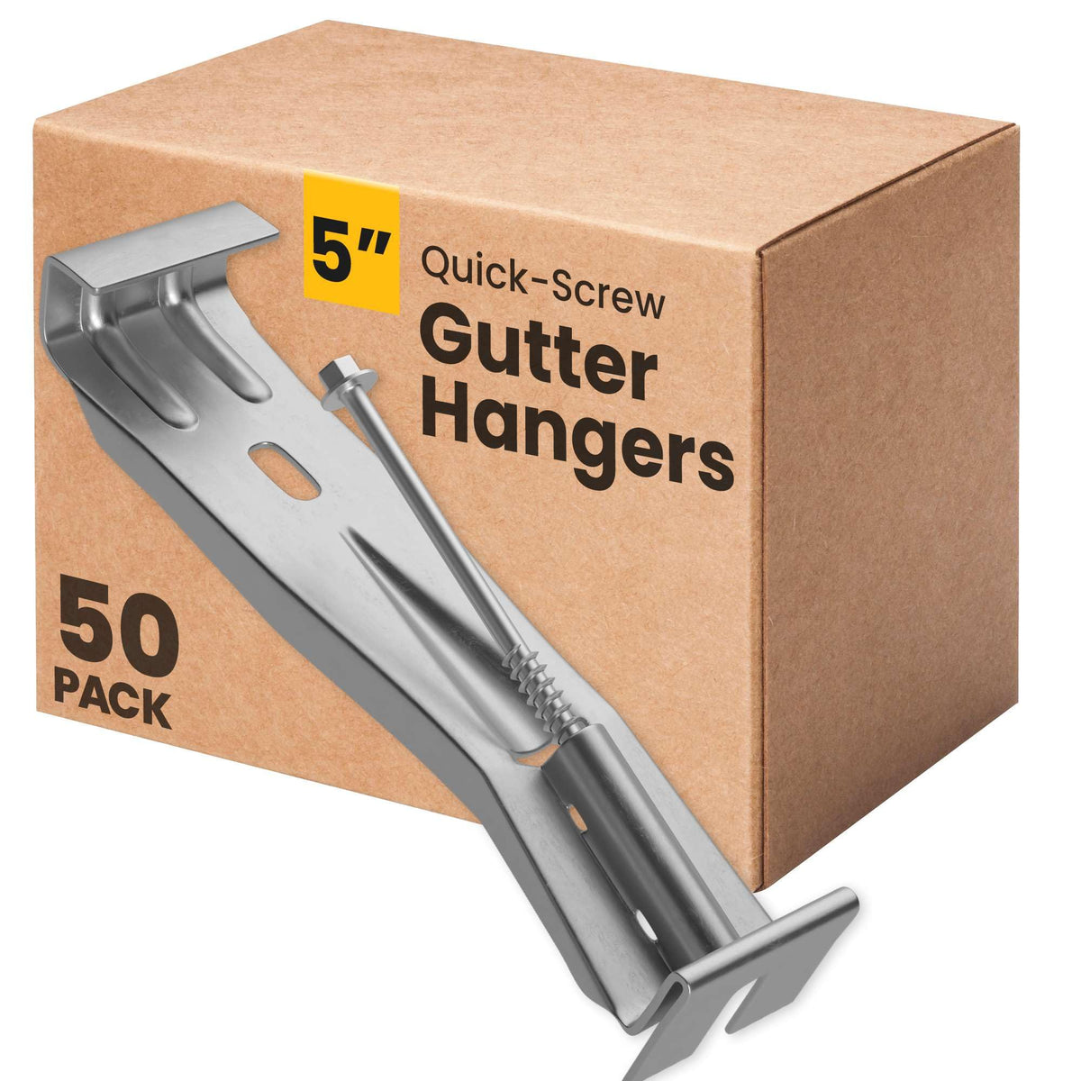 Bulder Quick-Screw 5-inch gutter hanger installed to stabilize sagging gutters.