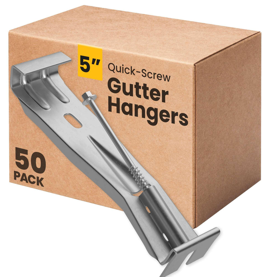 Bulder Quick-Screw 5-inch gutter hanger installed to stabilize sagging gutters.