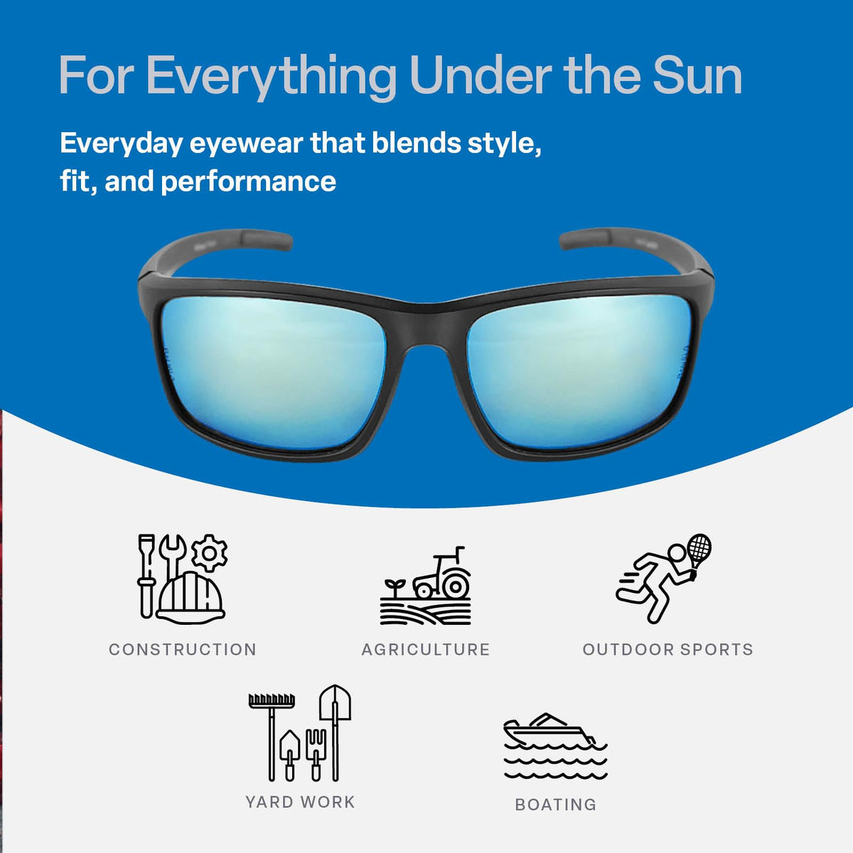 Ice blue lenses complement the Bullhead Pompano matte frame design.