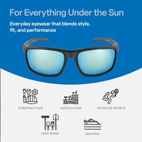 Ice blue lenses complement the Bullhead Pompano matte frame design.