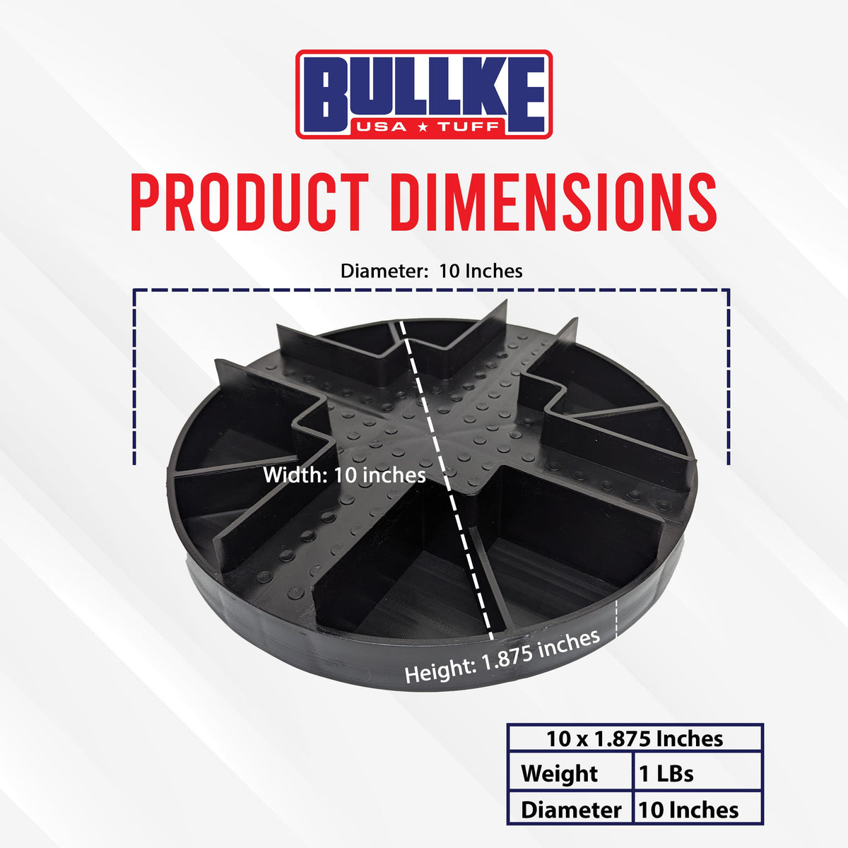 Bullke floating deck setup using round blocks for elevated, level support.