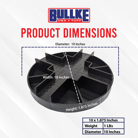 Bullke floating deck setup using round blocks for elevated, level support.