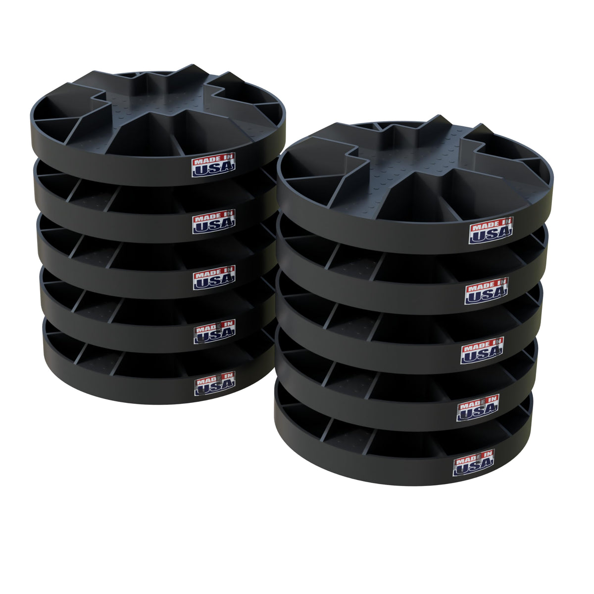 Bullke round foundation block close-up shows durable surface for outdoor builds.