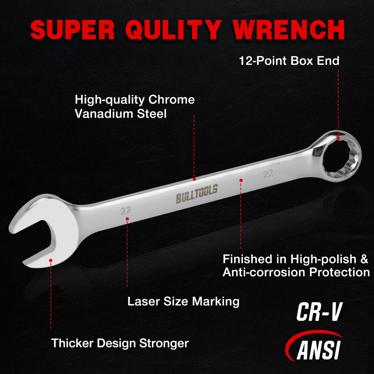 BullTOOLS 12-point box-end design for easier fastener engagement.
